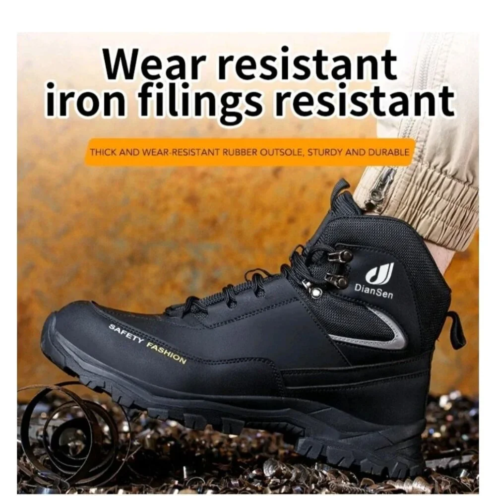 Mens Steel Toe Work Boots Size 10/44 Comfortable Slip Resistant Indestructible